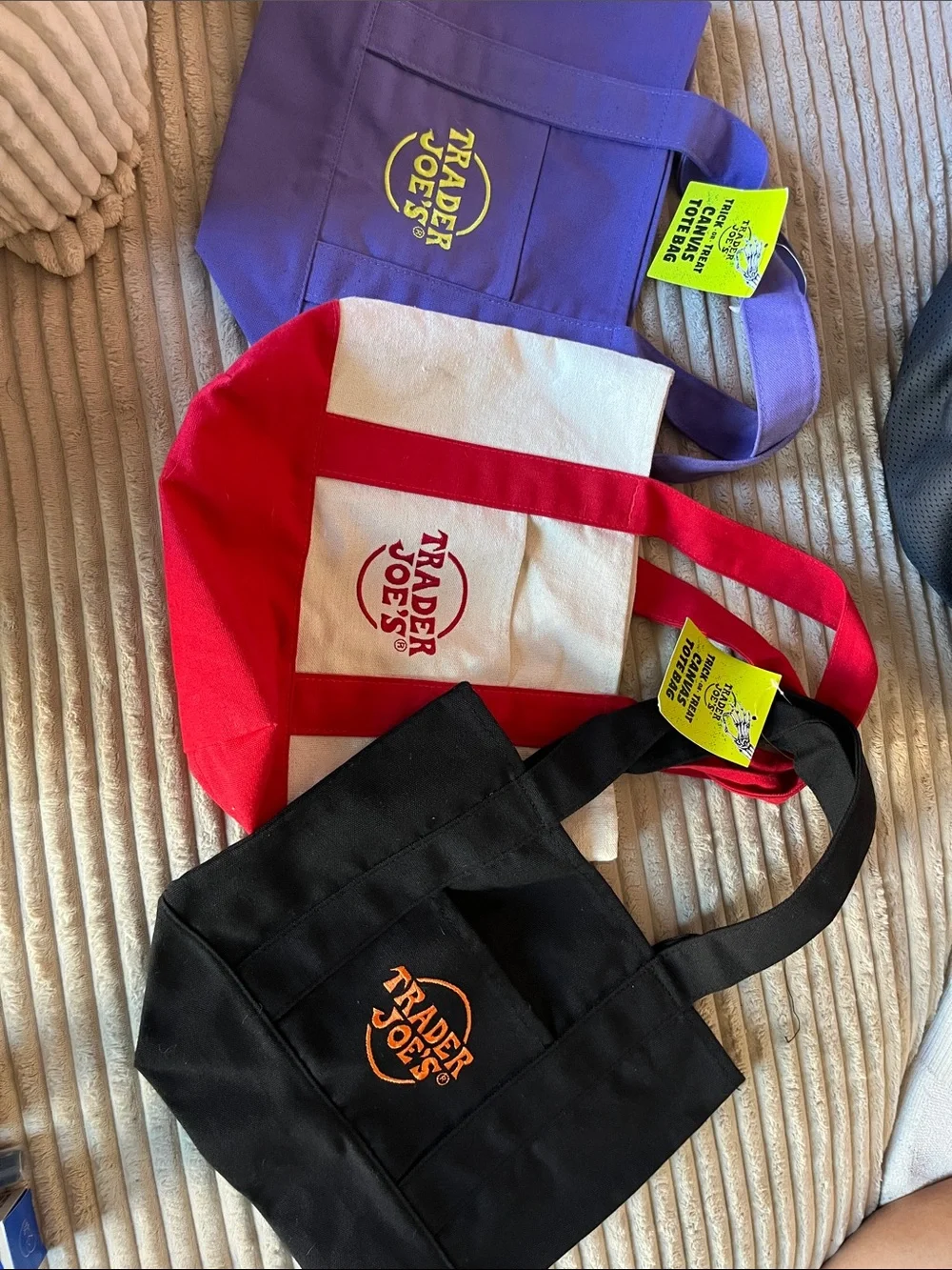 Trader Joe's Tote Bags - Black, Red & Purple! Can get all three or separate.